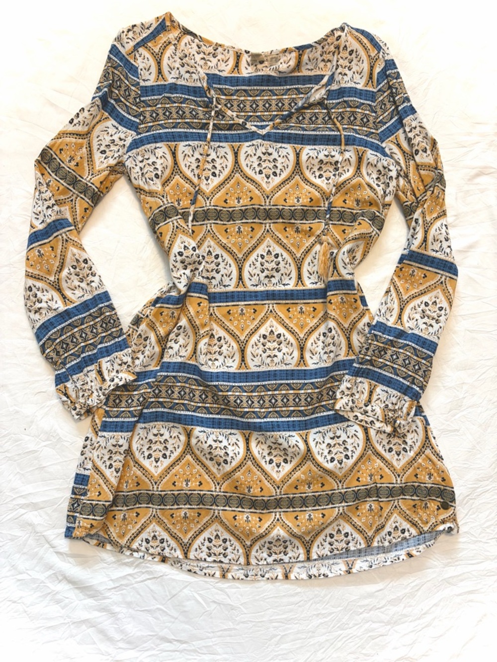 Roxy Blue and Mustard Patterned dress